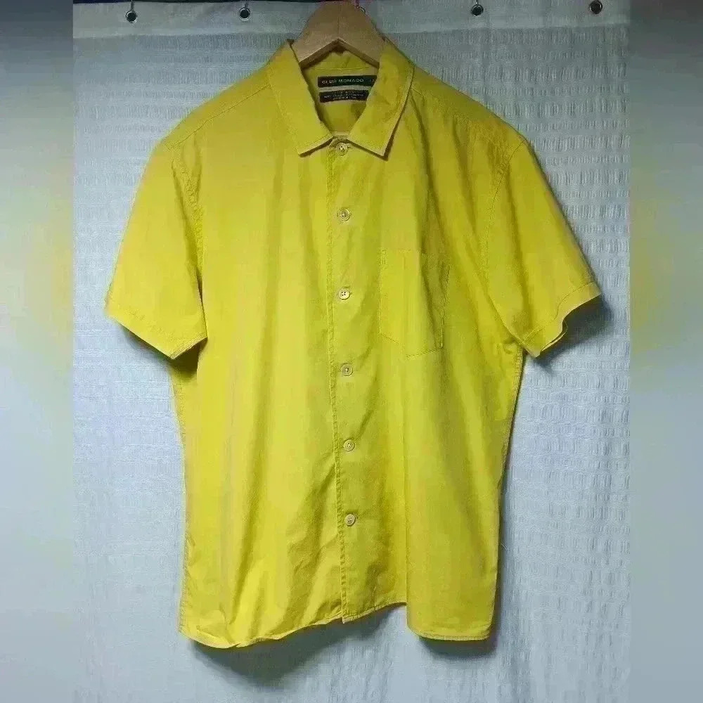 Club Monoco 💯 Cotton Short sleeve button down Standard Shirt Men's L
